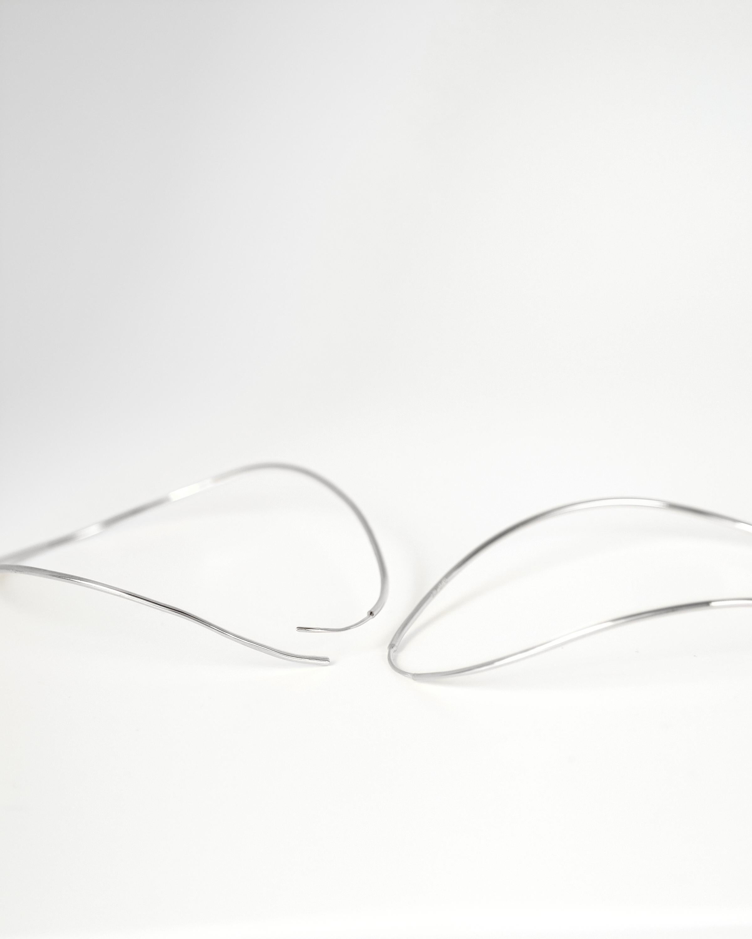 Women's or Men's Large Curve Silhouette Hoop Earrings in Recycled Silver  For Sale