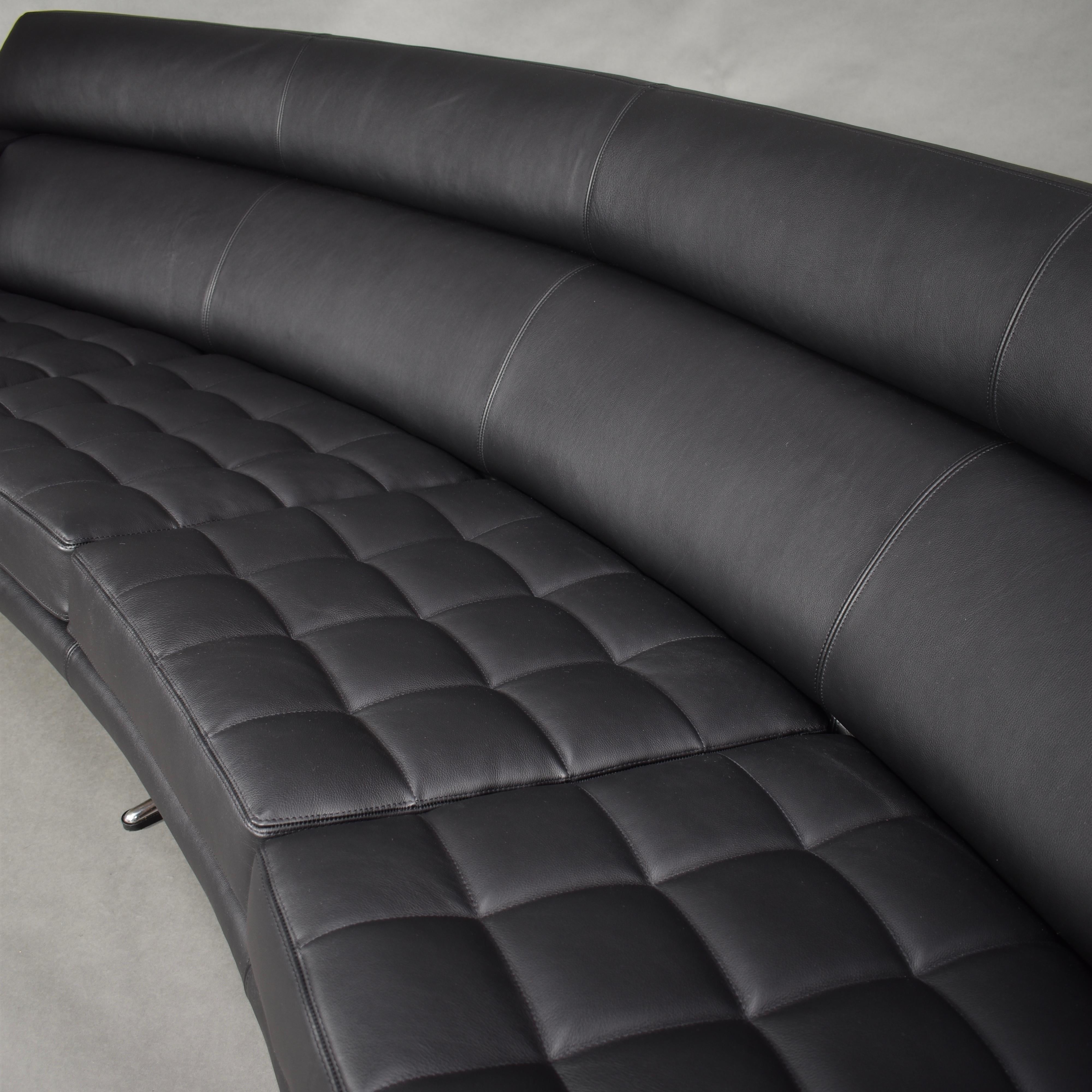 Large Curved Four Seat Leather Sofa by Martin Stoll, Germany, circa 1960 10