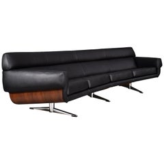 Large Curved Four Seat Leather Sofa by Martin Stoll, Germany, circa 1960
