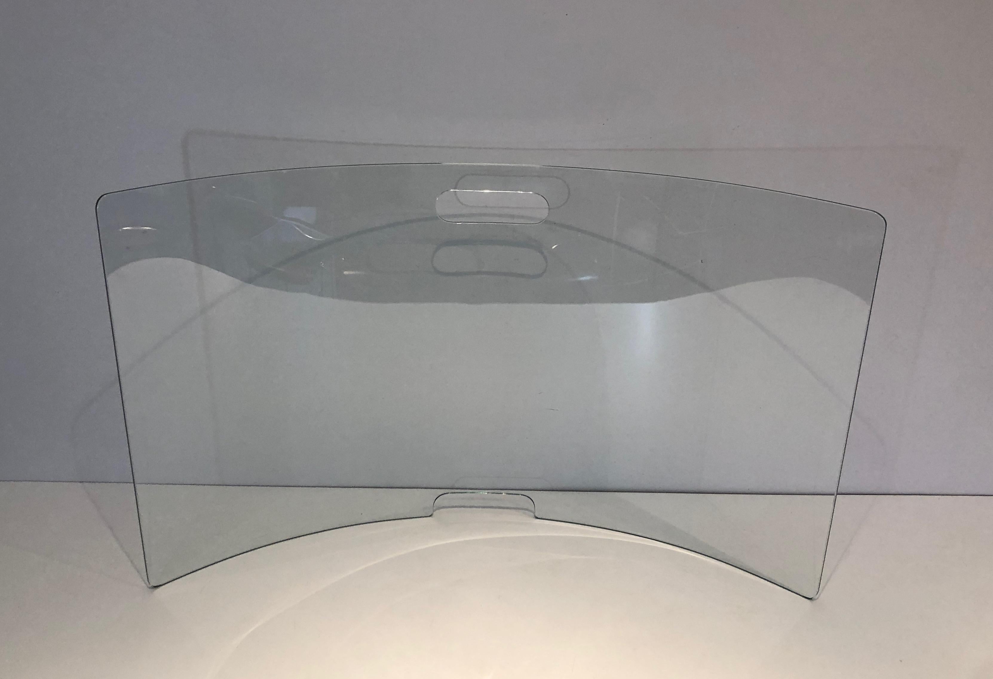 Grand écran de cheminée en verre incurvé Design/One en vente 3