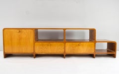 Large Curved Midcentury Danish Modern Teak Double Sided Space Divider Sideboard