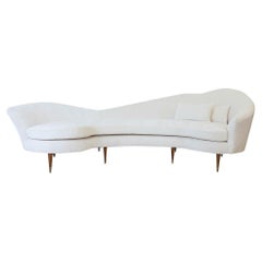 Large Curved Modern White Velvet Sofa