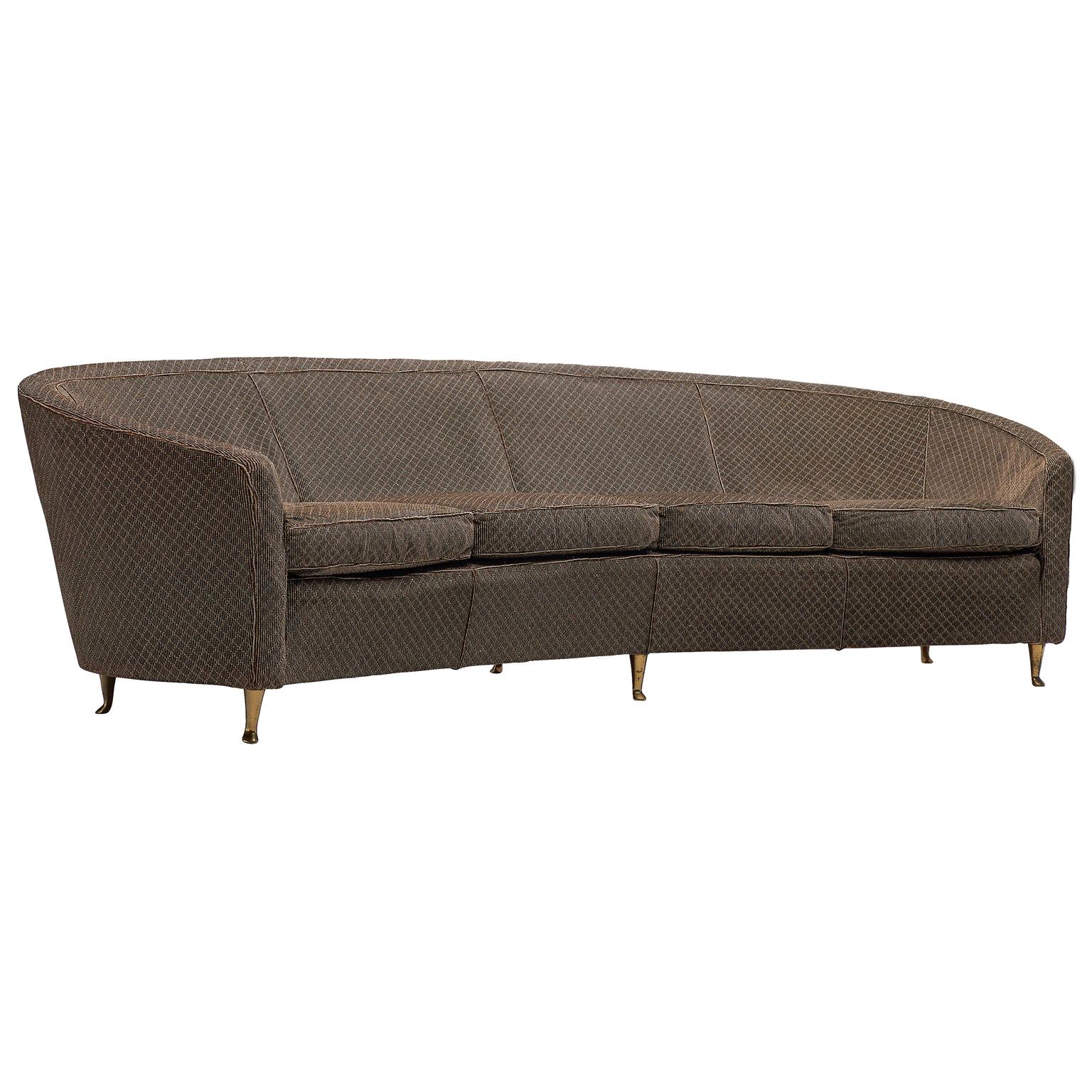 Large Curved Sofa in Anthracite Upholstery by ISA, Italy