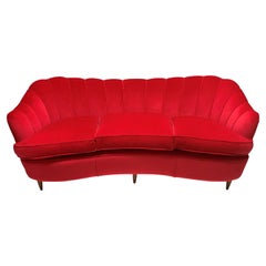 Vintage Large Curved Sofa In The Style Of Gio Ponti
