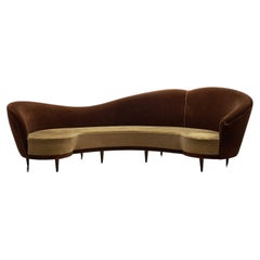Large Curved Sofa with Tapered Wooden Legs by Cesare Lacca, Italy, 1950s
