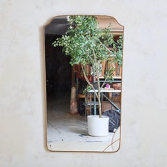 Large Curved Top Brass Frame Mirror No. 01, Italy 1970s
