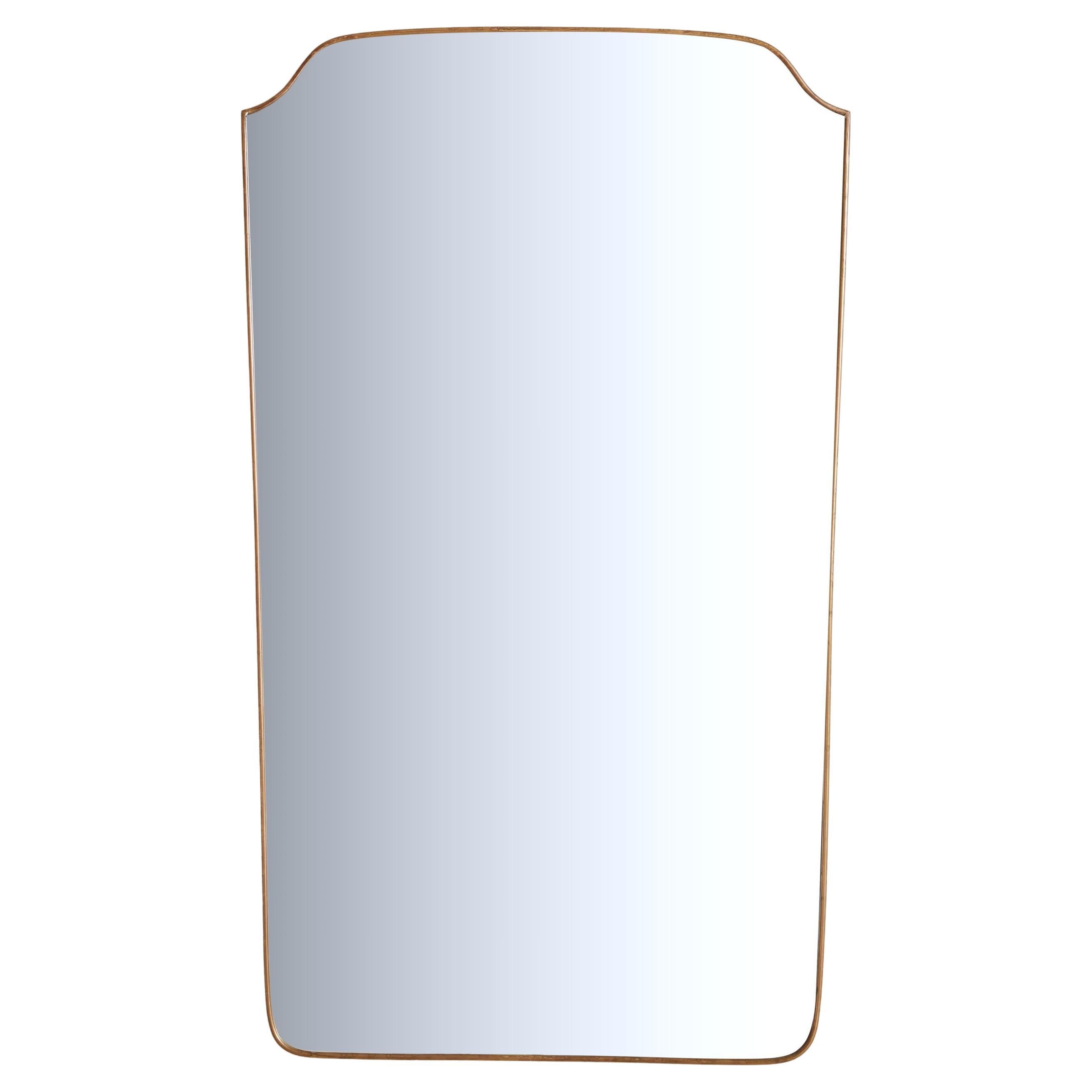 Grand miroir à cadre en laiton incurvé n° 01, Italie, années 1970