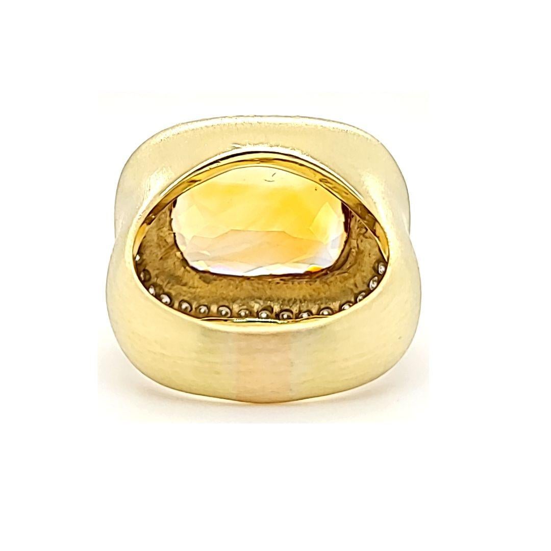 Women's Large Cushion Citrine and Diamond Cocktail Ring For Sale