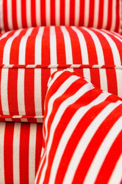 Large Cushion in Red and White Gert Voorjans for Jim Thompson Epinglé Fabric