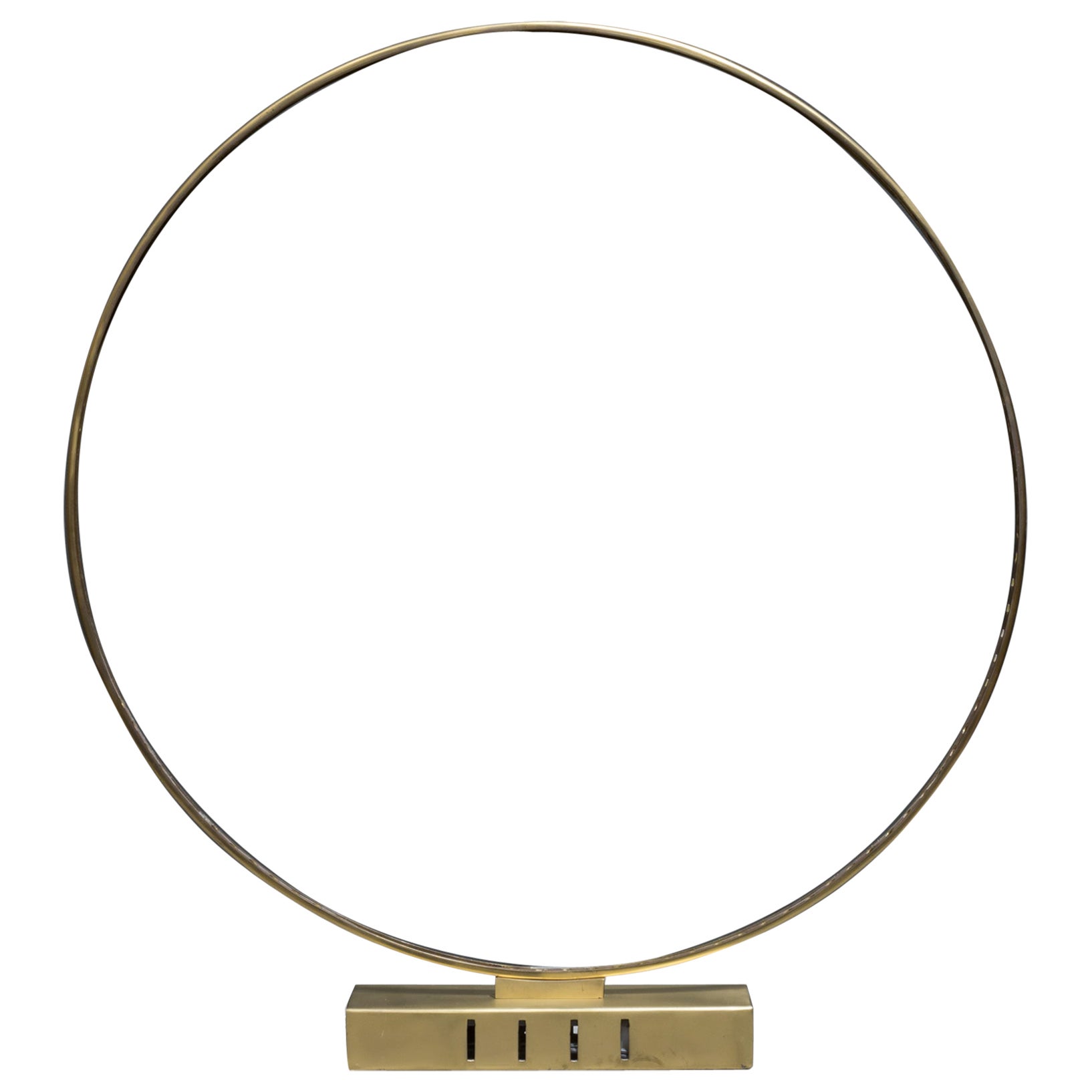 Large Custom Circular Brass Table Lamp