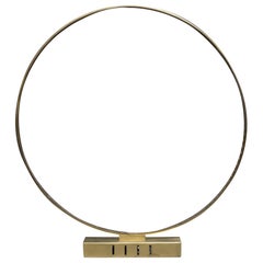 Large Custom Circular Brass Table Lamp