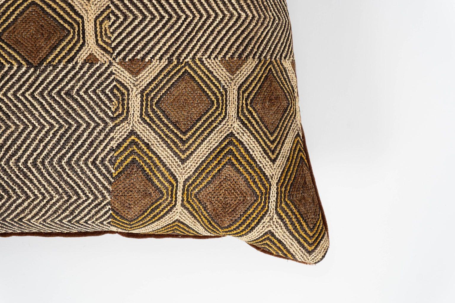 Tribal Large Custom Cushion from Vintage African Kuba Cloth