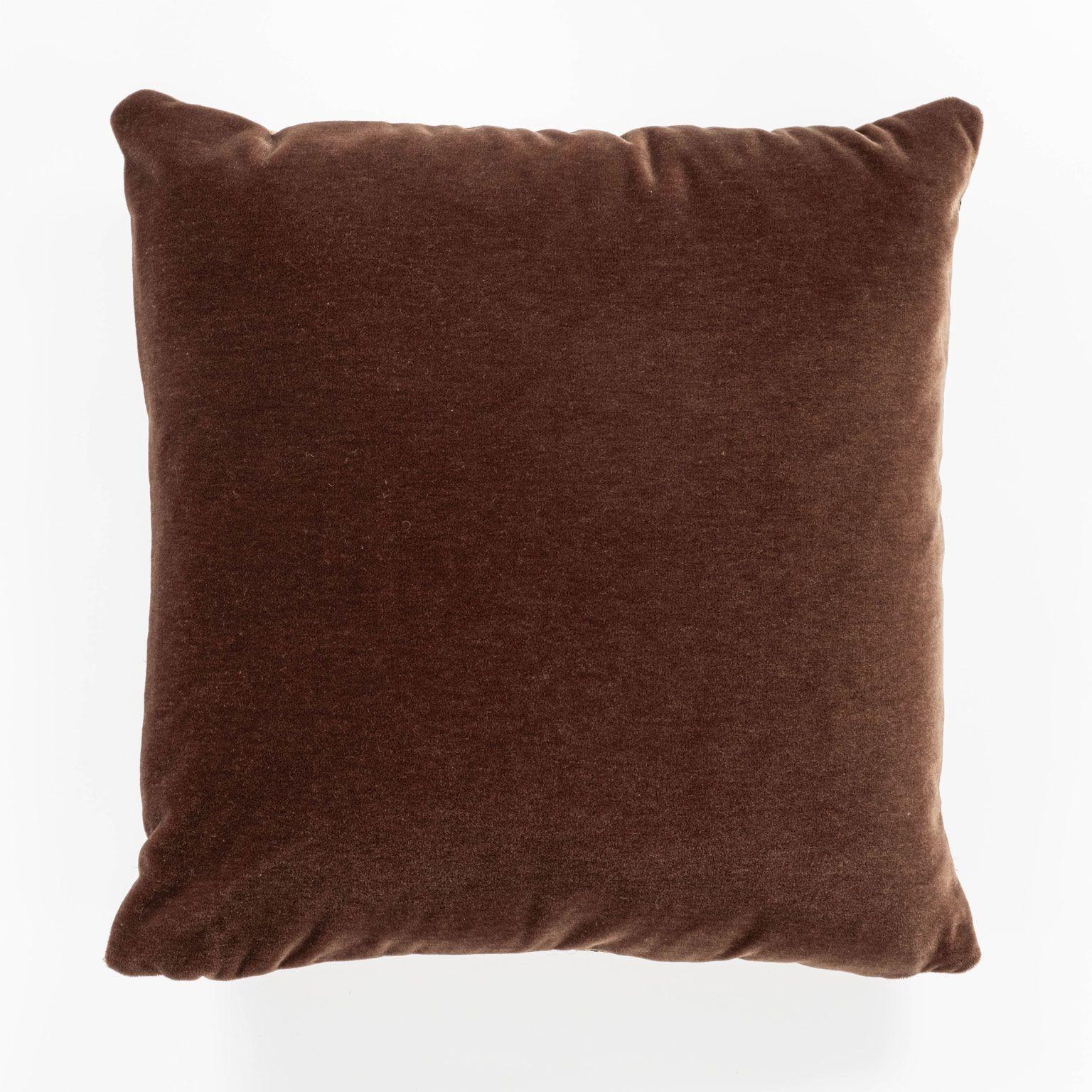 American Large Custom Cushion from Vintage African Kuba Cloth For Sale
