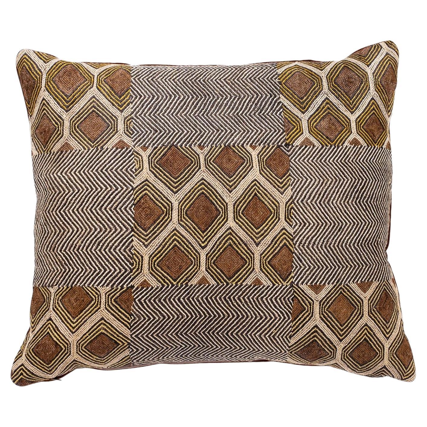 Large Custom Cushion from Vintage African Kuba Cloth