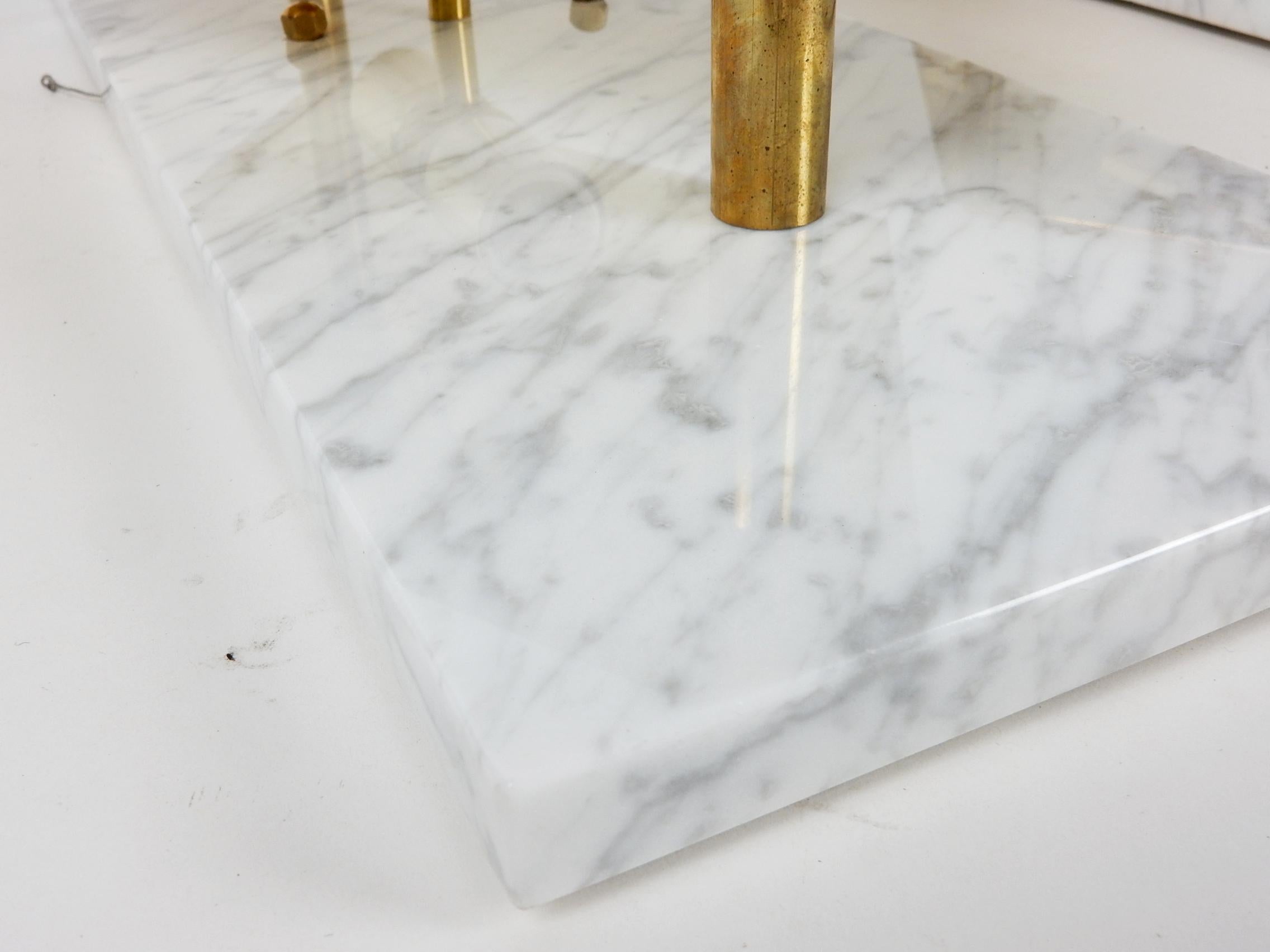 Large Custom Diamond Wall Sconces Brass, Carrara Marble and Wood For Sale 1