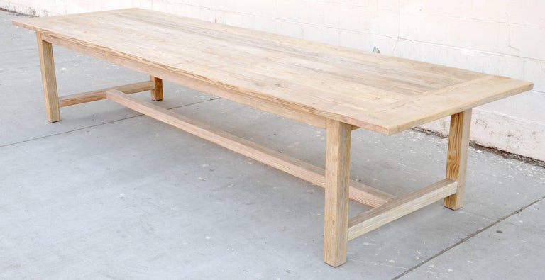 American Craftsman Large Custom Farm Table in Reclaimed Pine, Built to Order by Petersen Antiques For Sale