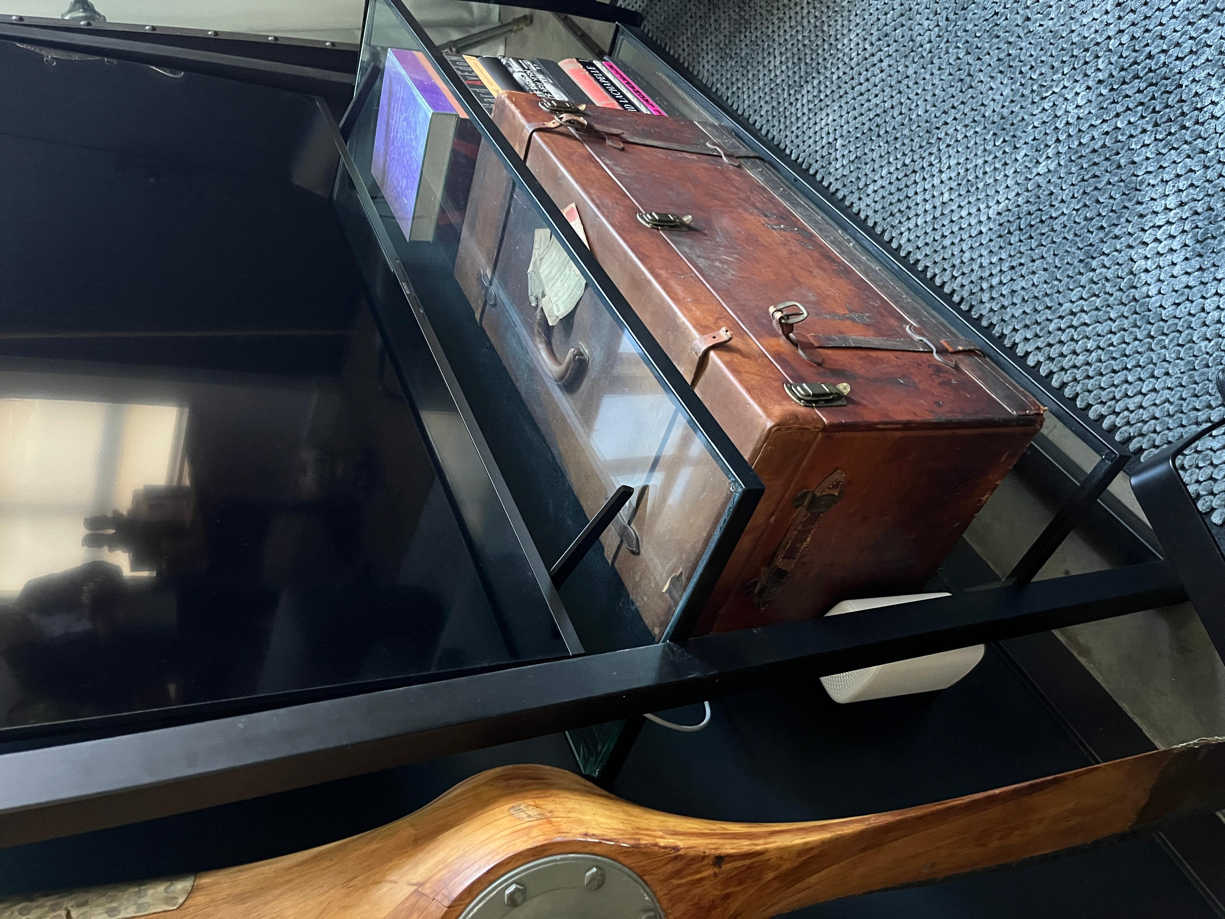 American Large Custom Floating Steel and Glass Shelf c. 2014 For Sale