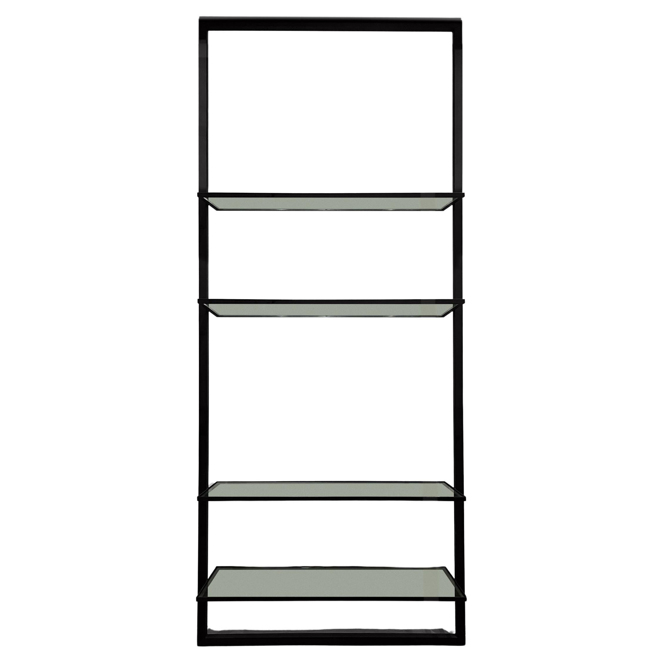Large Custom Floating Steel and Glass Shelf c. 2014 For Sale