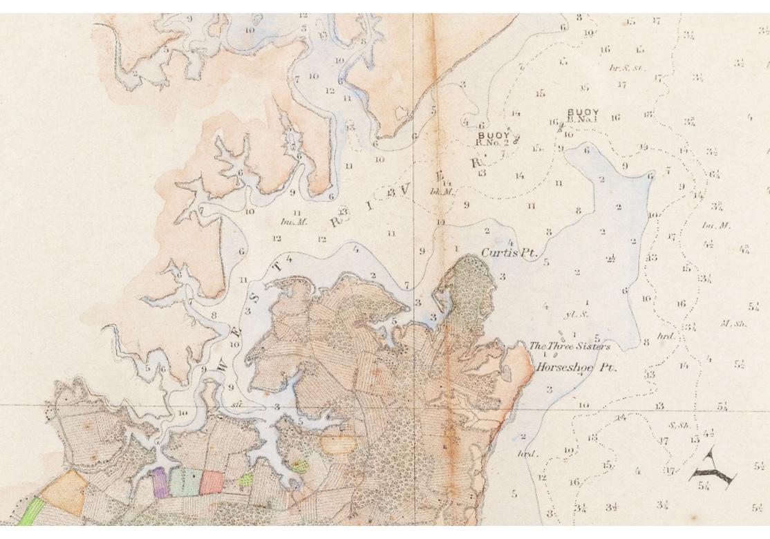 Paper Large Custom Framed 1857 U.S. Coast Survey of the Chesapeake Bay For Sale