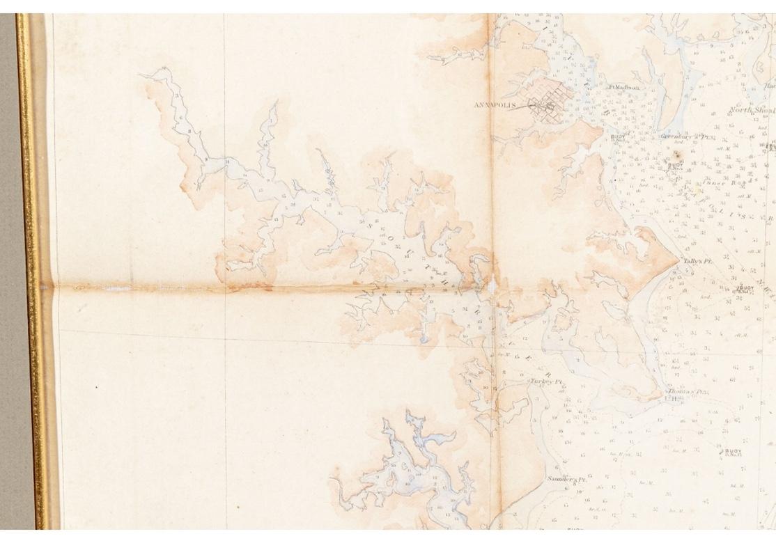 Large Custom Framed 1857 U.S. Coast Survey of the Chesapeake Bay For Sale 2