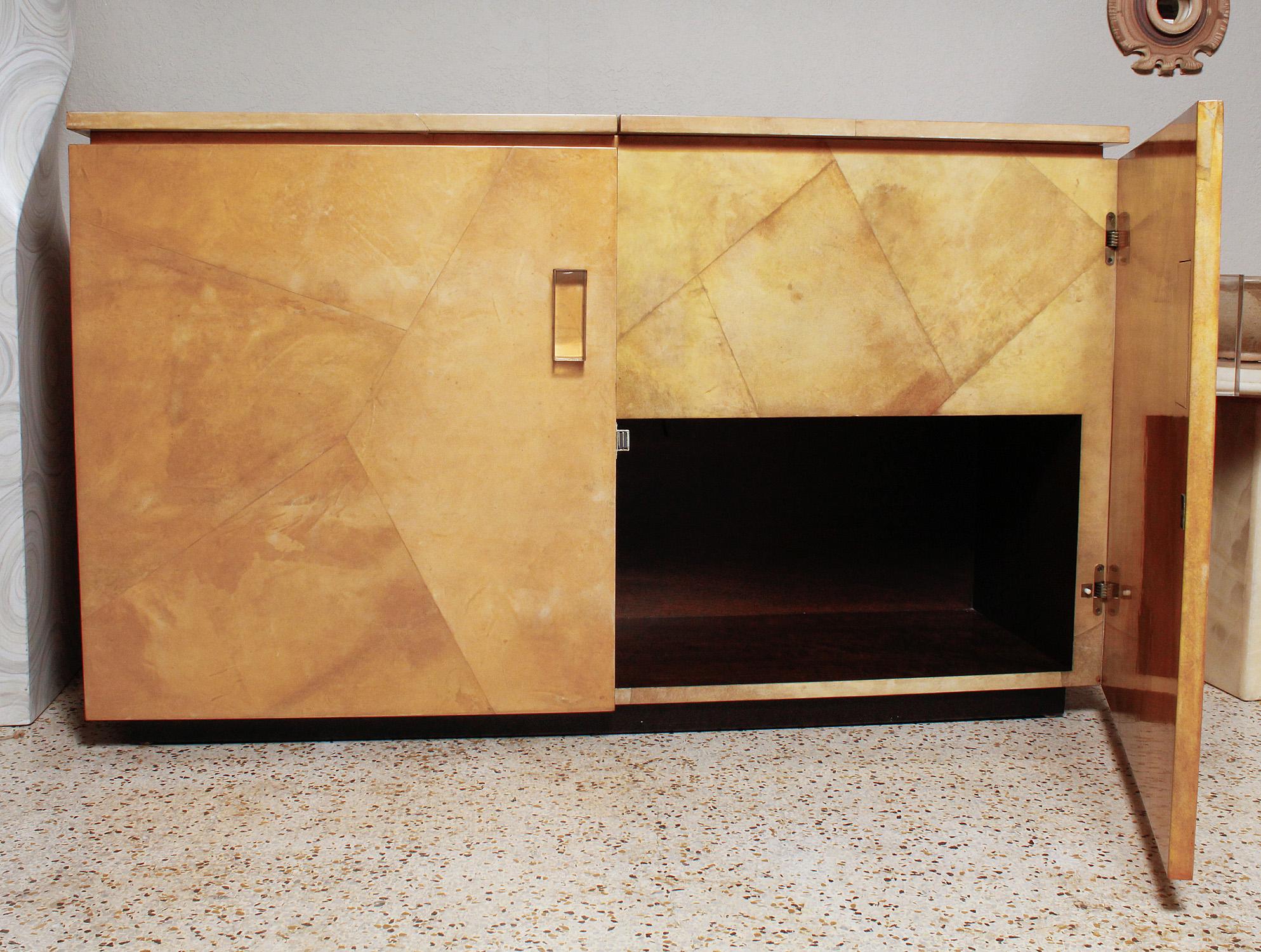 Large Custom Goatskin Bar Cabinet, circa 1975 1