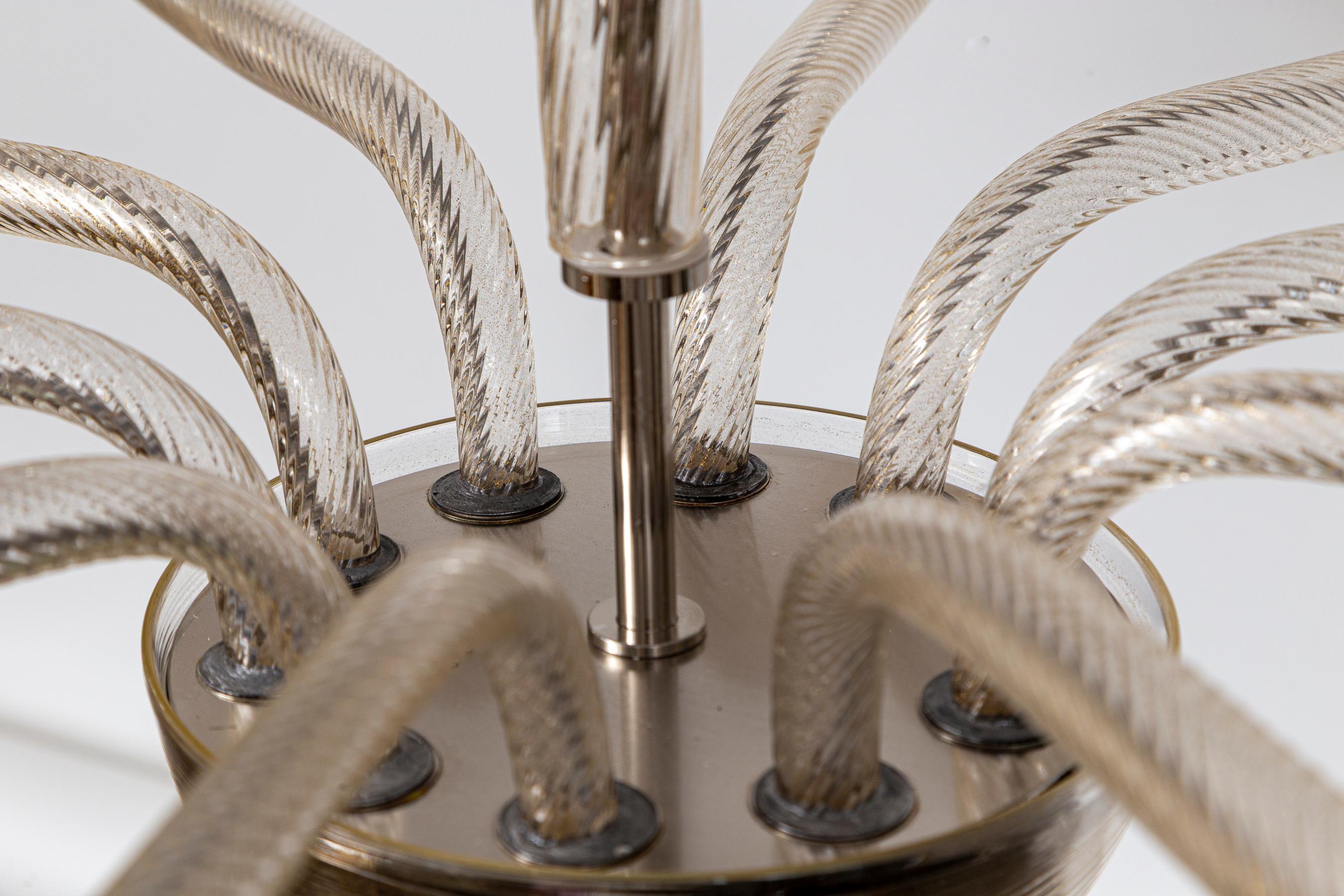 Grande lampadario a dieci bracci a spirale di Murano soffiato in oro, contemporaneo in vendita 8