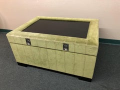 Large Custom Green Velour Storage Ottoman