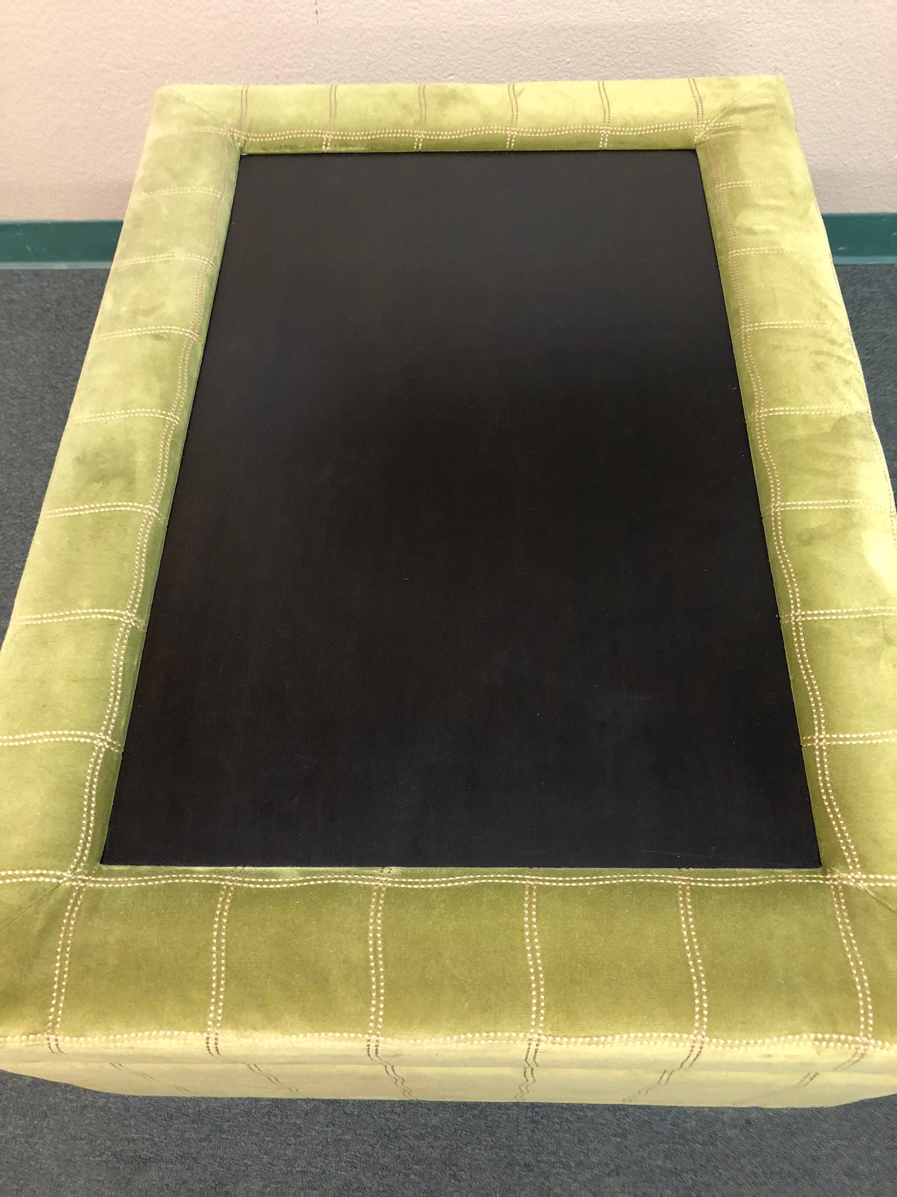 Large Custom Green Velour Storage Ottoman 4