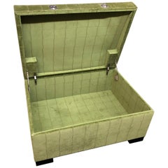 Large Custom Green Velour Storage Ottoman