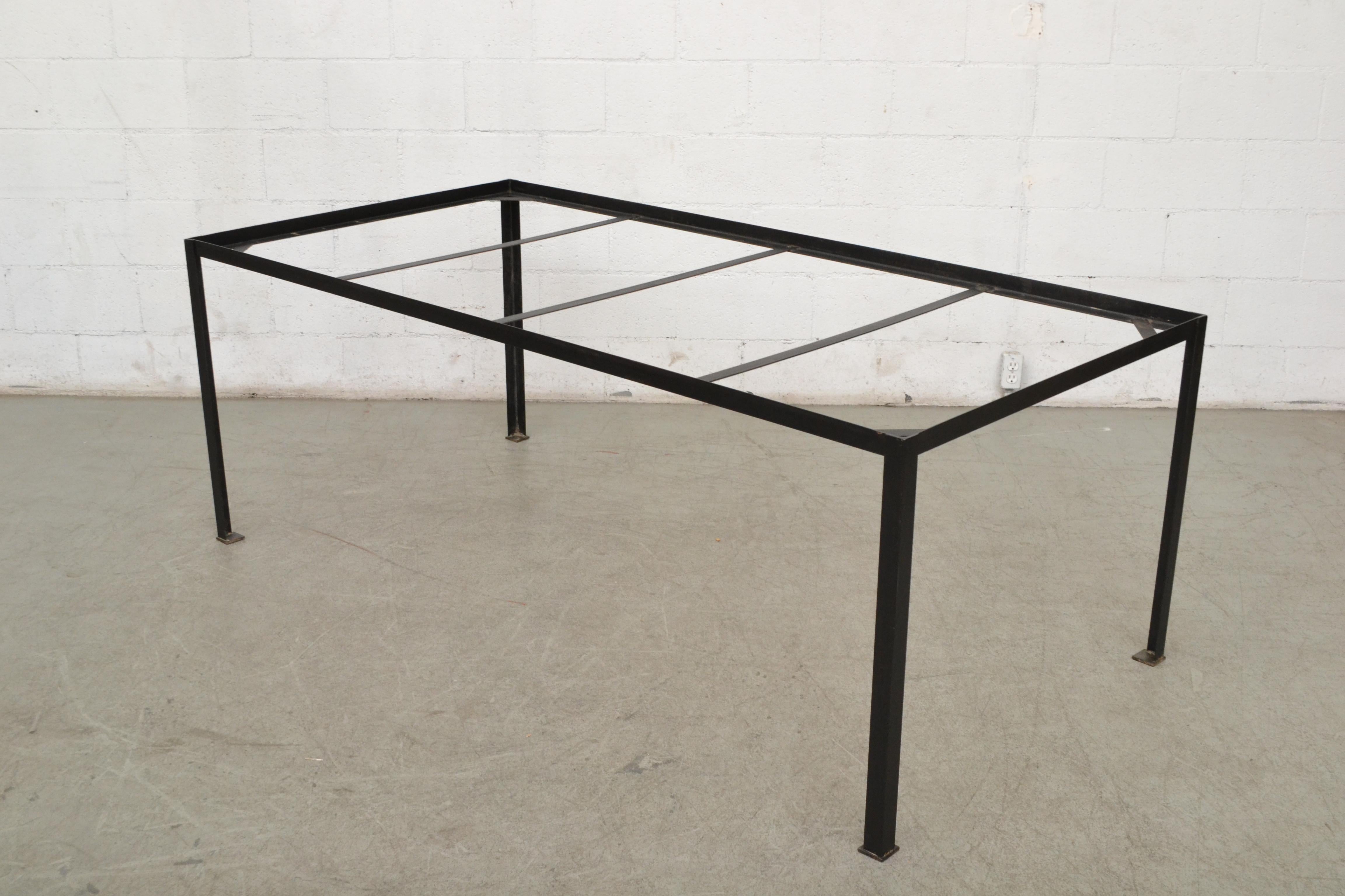 Large Custom Industrial Table with Solid Pecan Top 1