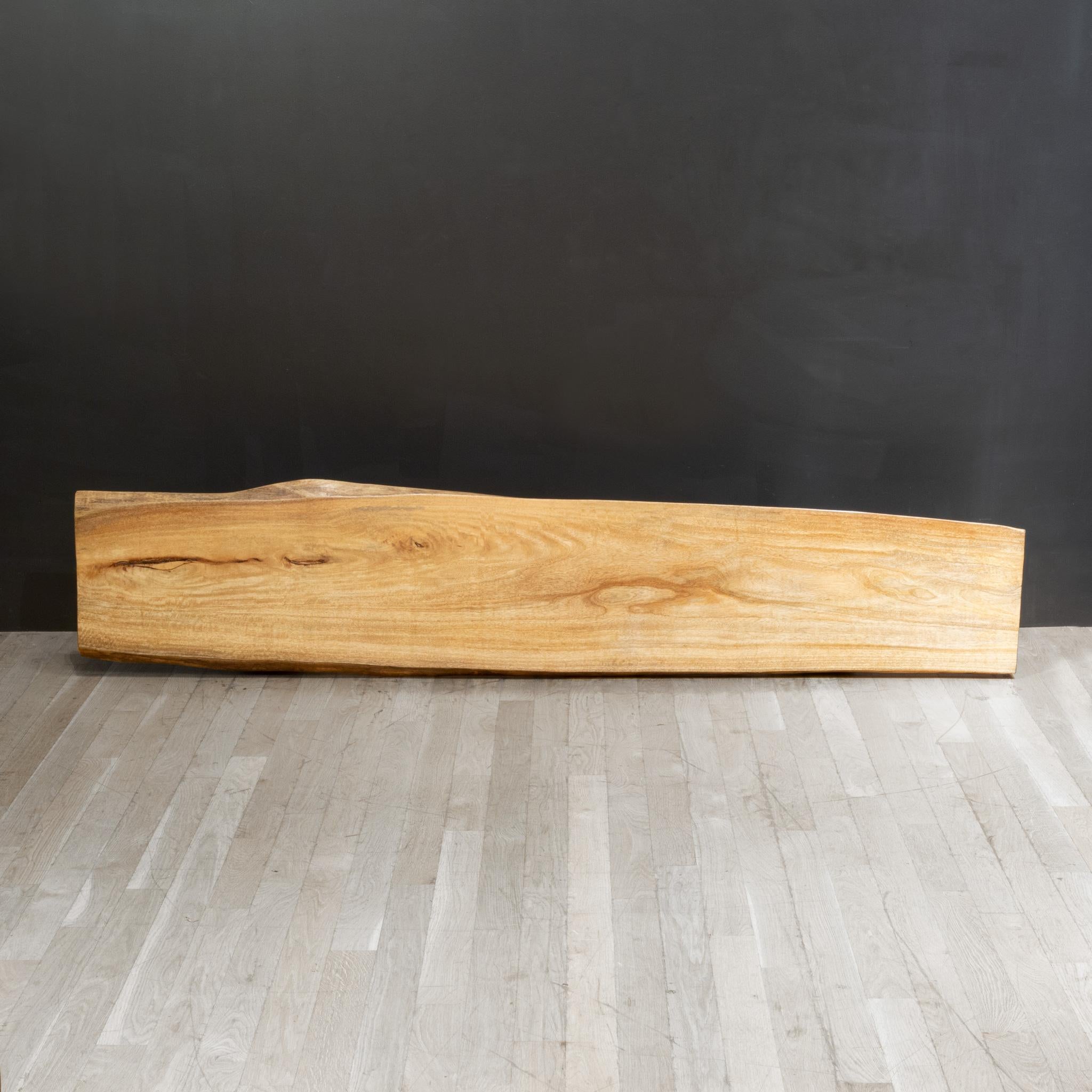 Large Custom Live Edge Hickory Bench In Good Condition For Sale In San Francisco, CA