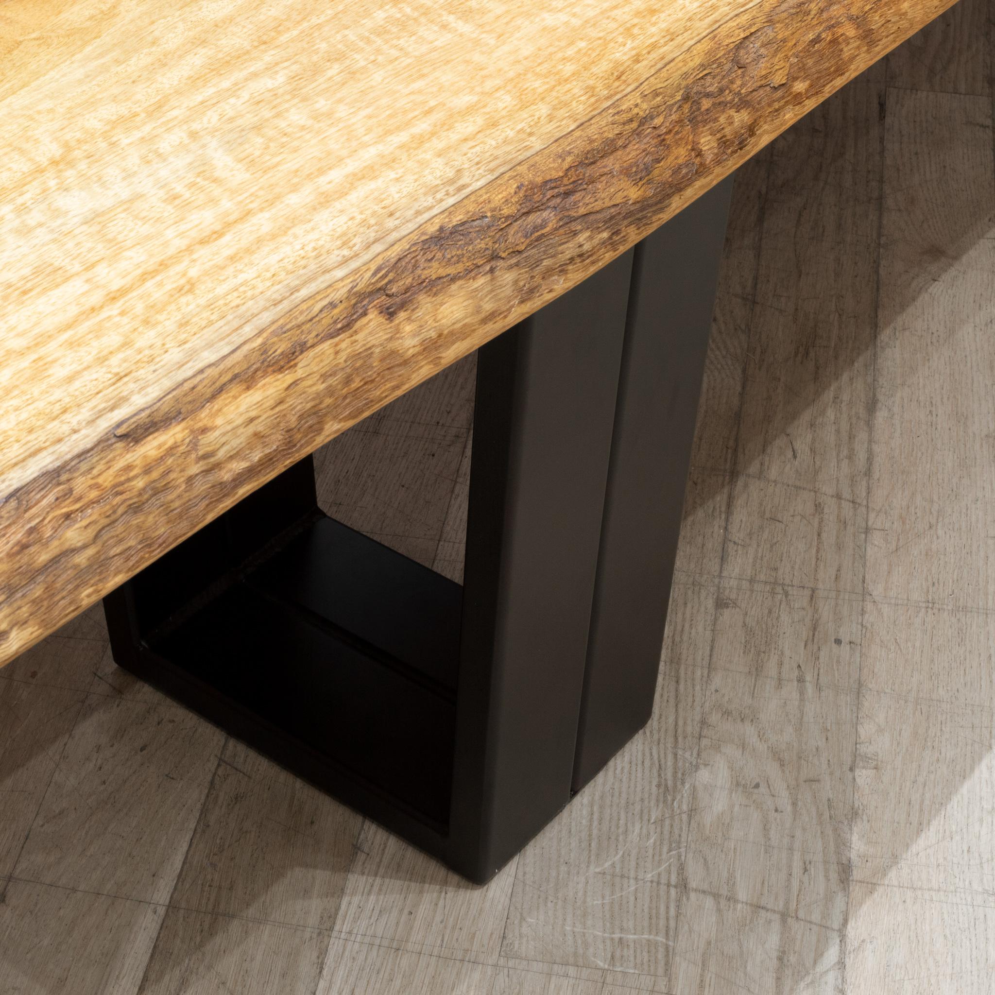 Contemporary Large Custom Live Edge Hickory Bench For Sale
