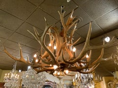 Large Custom Made Elk and Fallow Deer Antler Chandelier, Fourteen Lights