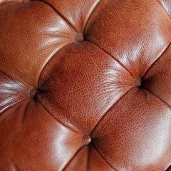 Large Custom Made Fine Tufted Leather Ottoman