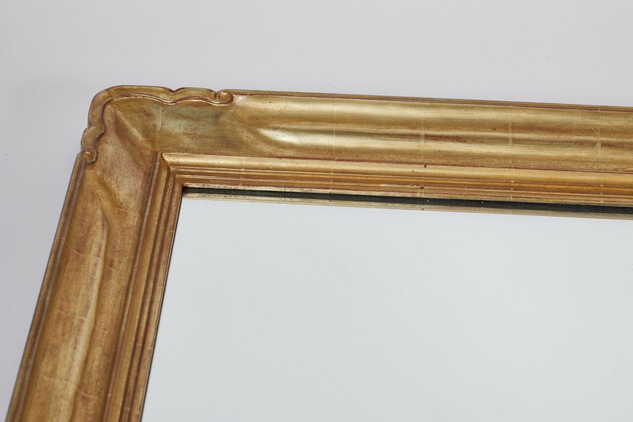 Large Custom Made Hand-Carved Giltwood Framed Mirror In Excellent Condition For Sale In Los Angeles, CA