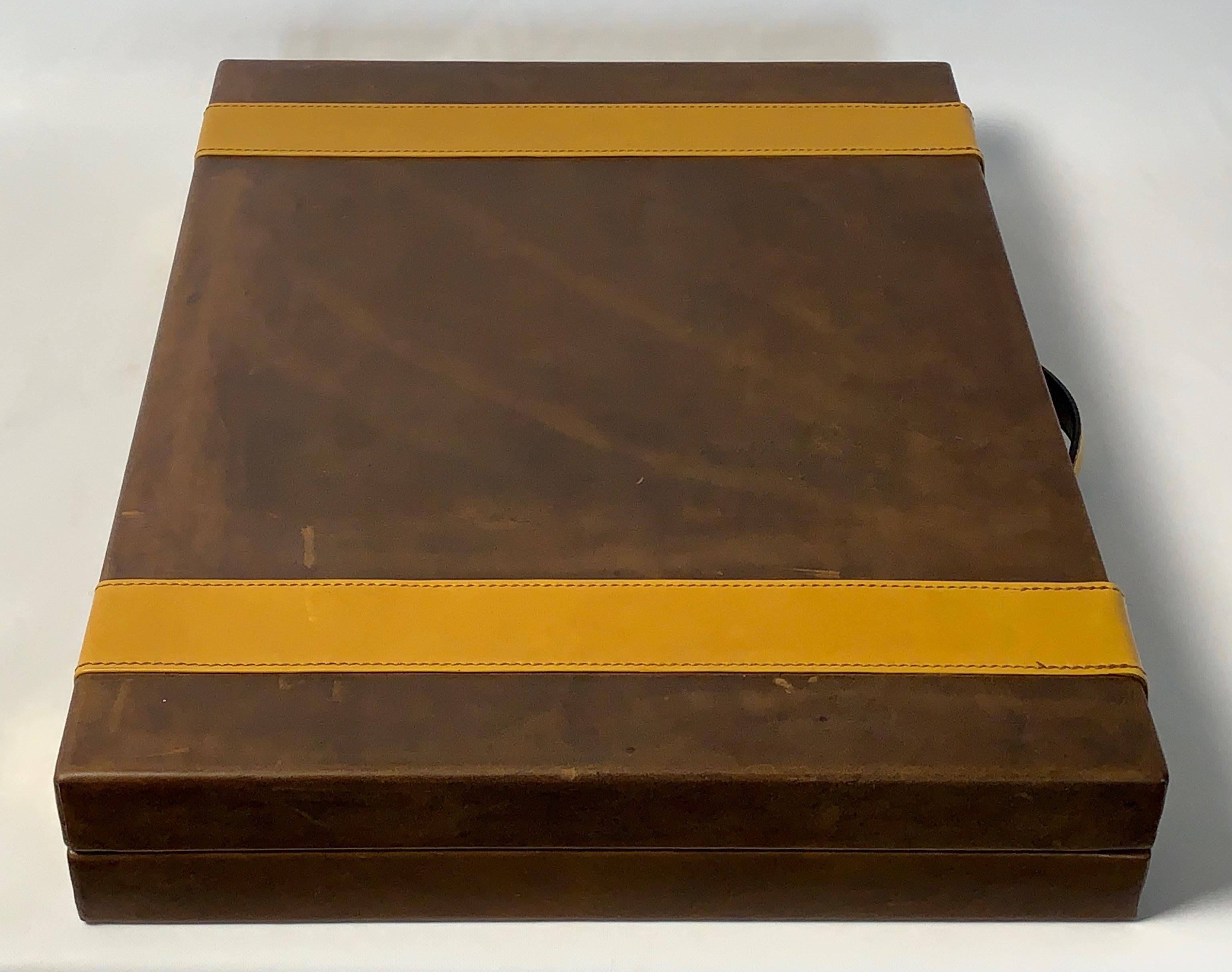 Contemporary Large Custom Made Leather Backgammon Set