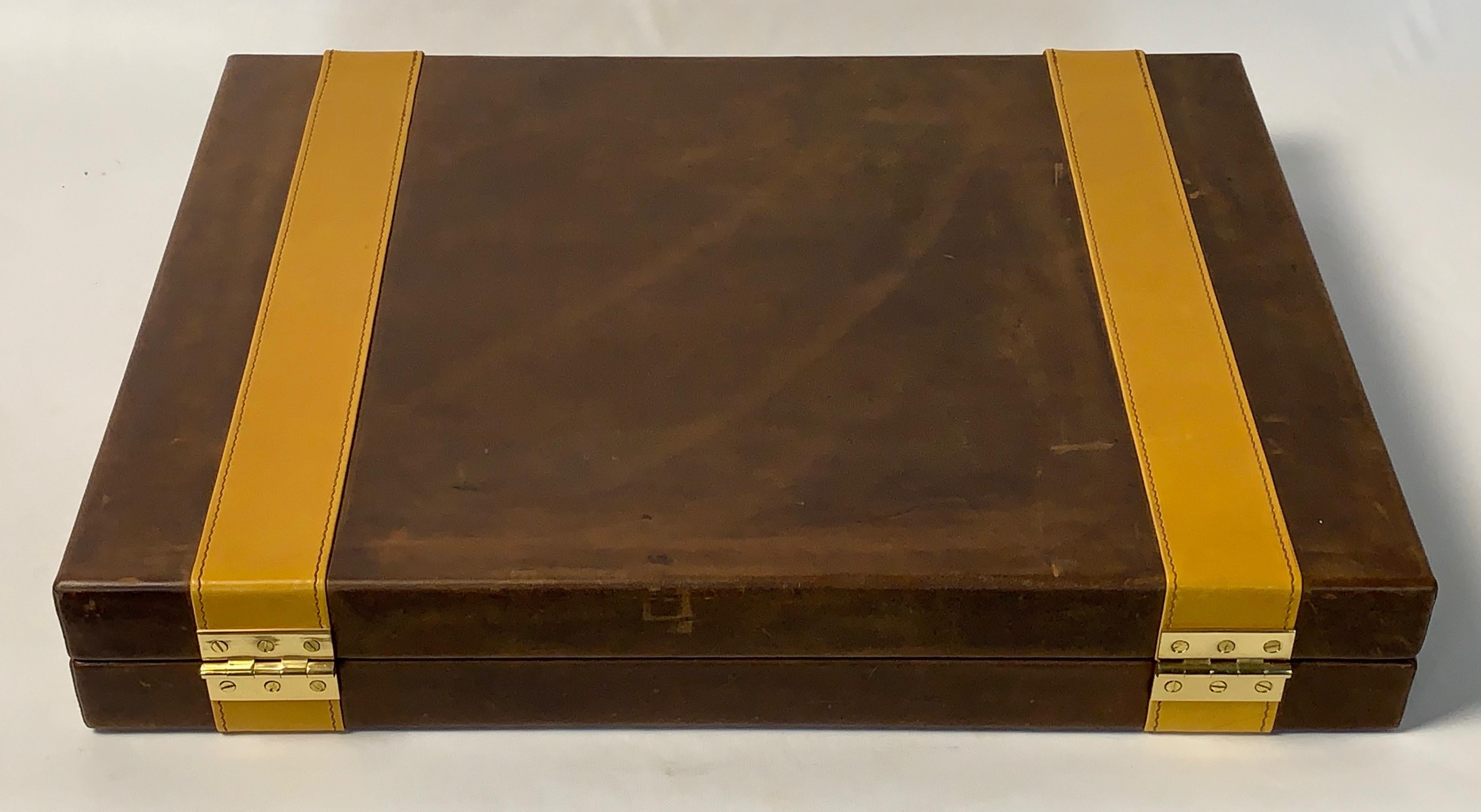 Wood Large Custom Made Leather Backgammon Set