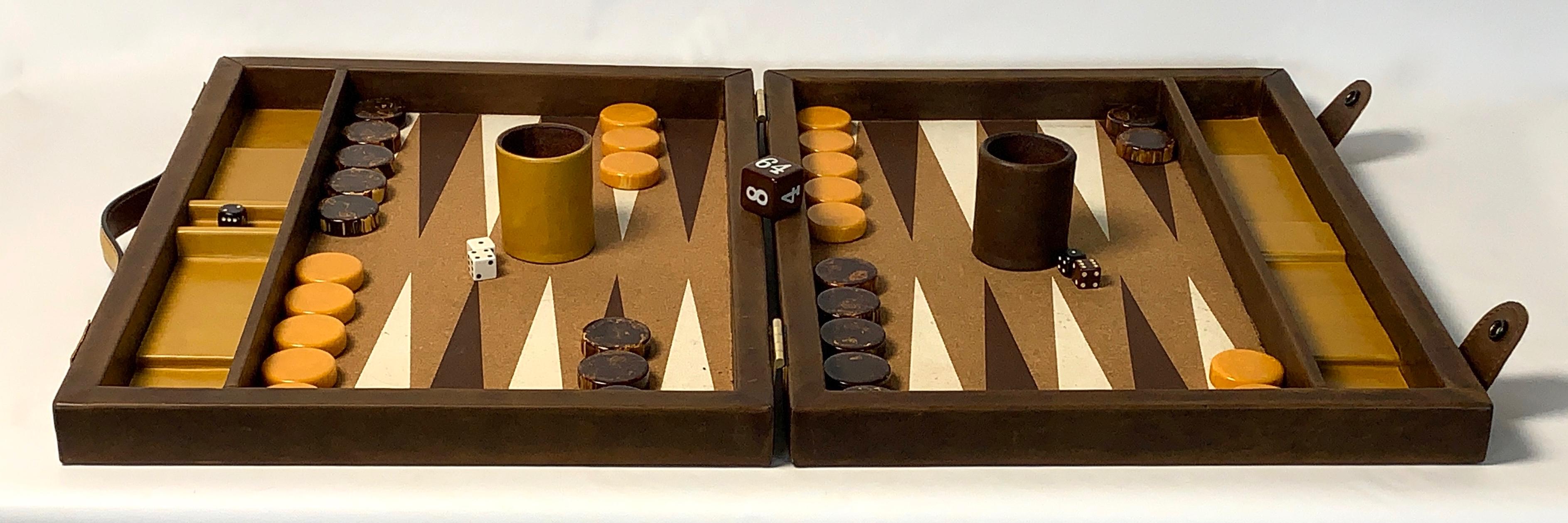 Large Custom Made Leather Backgammon Set 3