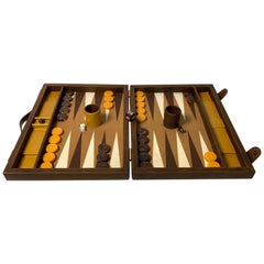 Large Custom Made Leather Backgammon Set