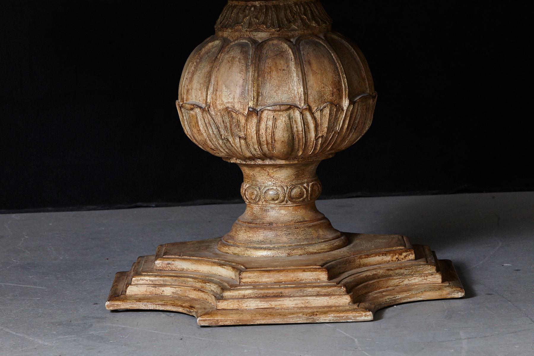 Hand-Painted Large Custom Made Paint Decorated Baluster Dining Table with Parquet Top, 1980s