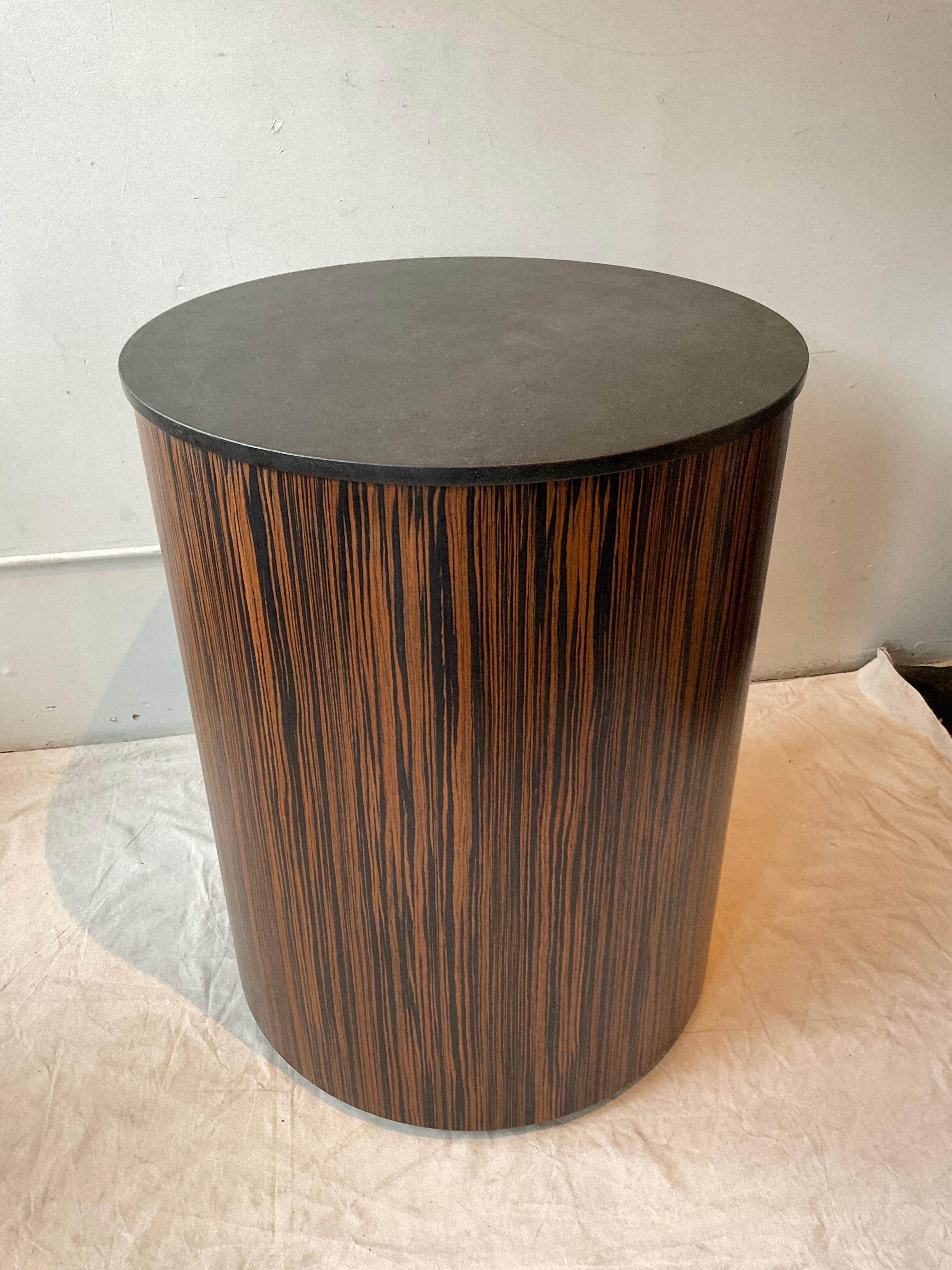 Contemporary Large Custom Made Rosewood Pedestal With Revolving Granite Top For Sale