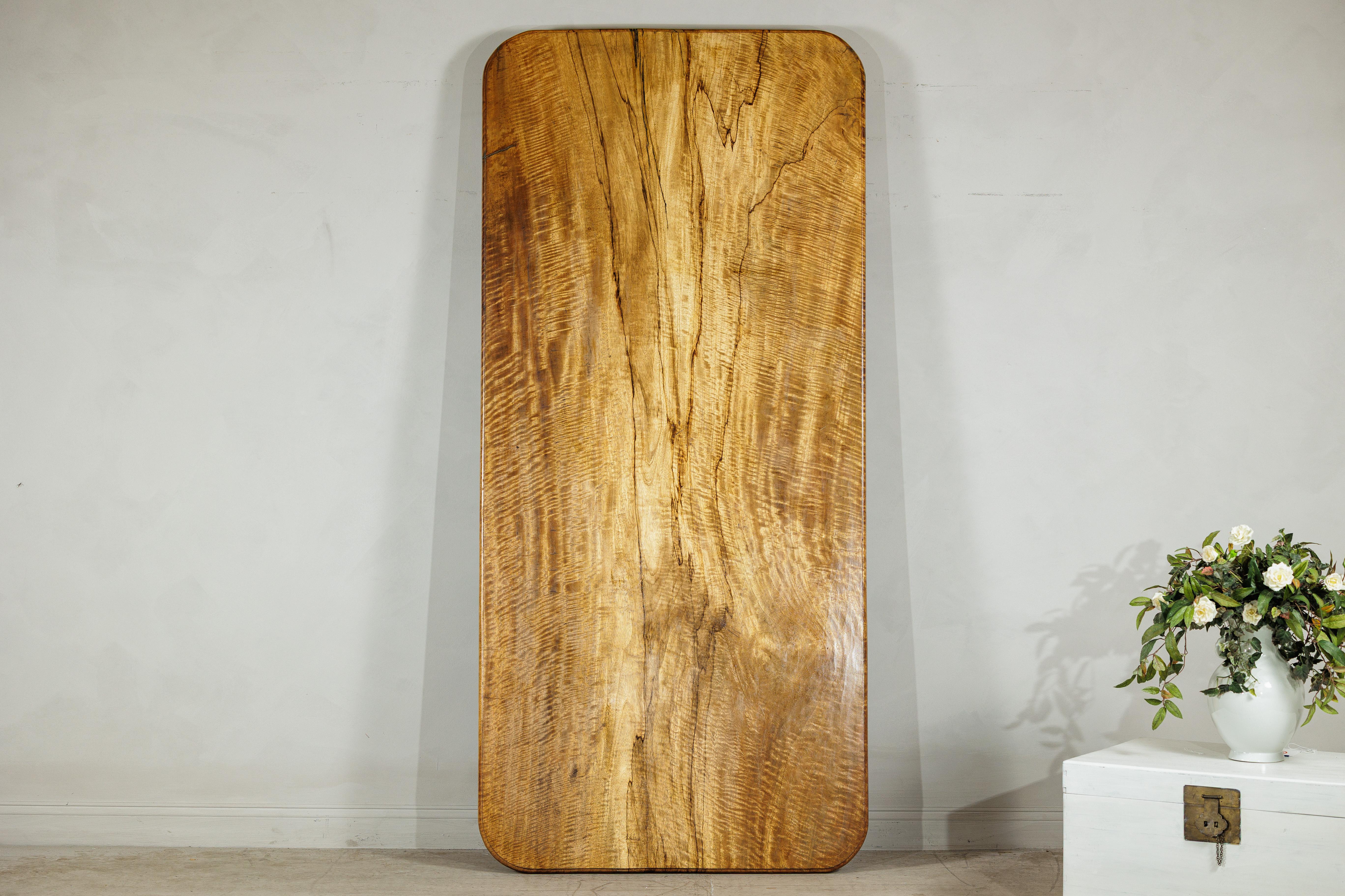 Indonesian Large Custom Mango Wood Table Top with Striking Grain Pattern For Sale