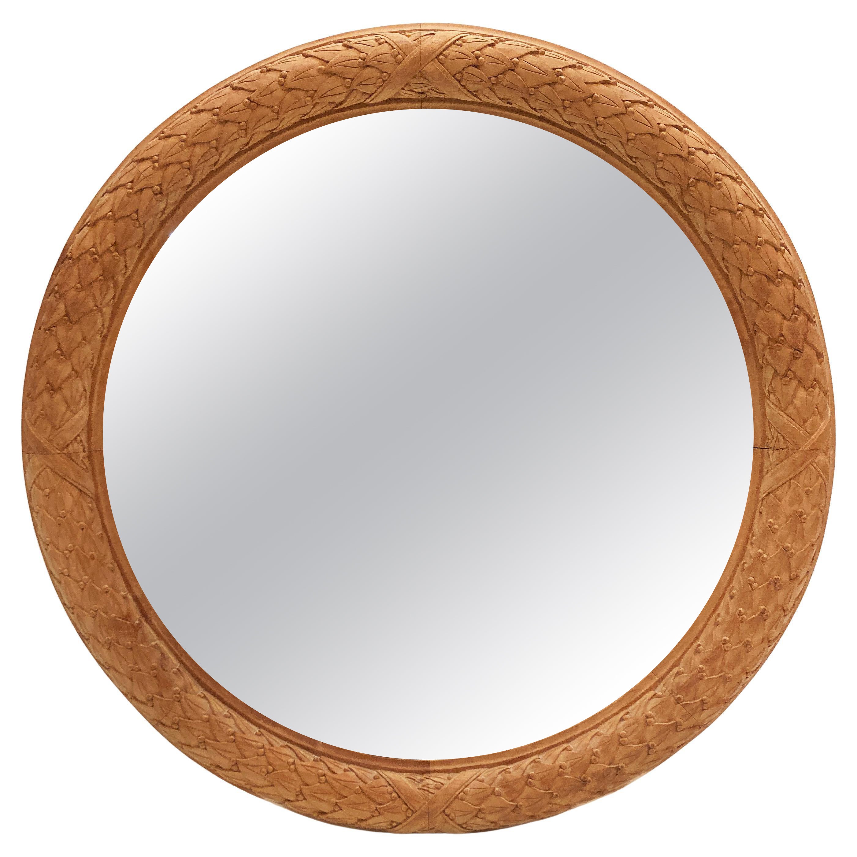 Großer Spiegel nach Maß für Sutherland, Acanthus-Blätter mit Riemen aus Holz im Angebot