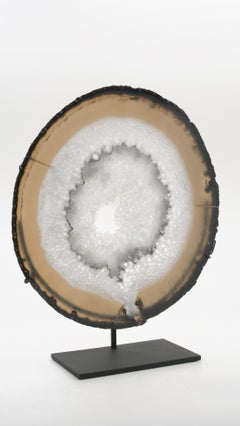 Large Custom Mounted Agate Stone Mineral Geode Slice Specimen
