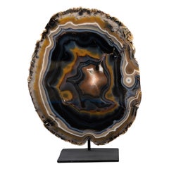 Large Custom Mounted Agate Stone Mineral Geode Slice Specimen