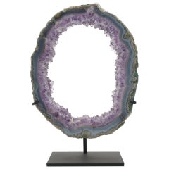 Large Custom Mounted Amethyst Mineral Geode Slice Specimen