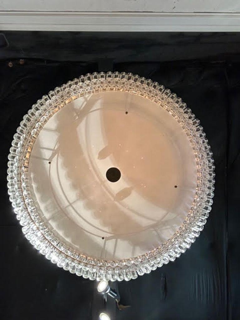 Large Custom Murano Glass and Brass Drum Chandelier For Sale 2