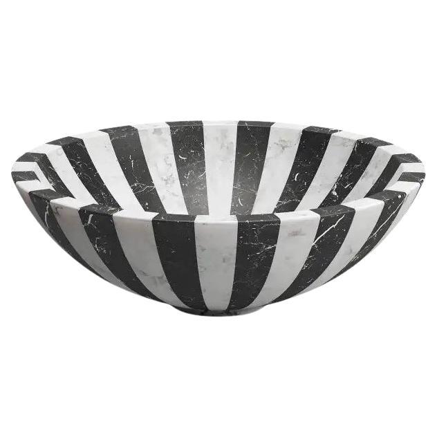 Large Custom Rotating Black & White Refined Marble Nova Bowl L, Jacopo Simonetti