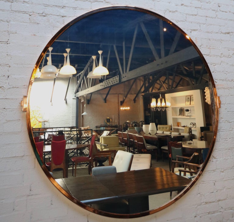Large Custom Round Copper Mirror For Sale at 1stdibs