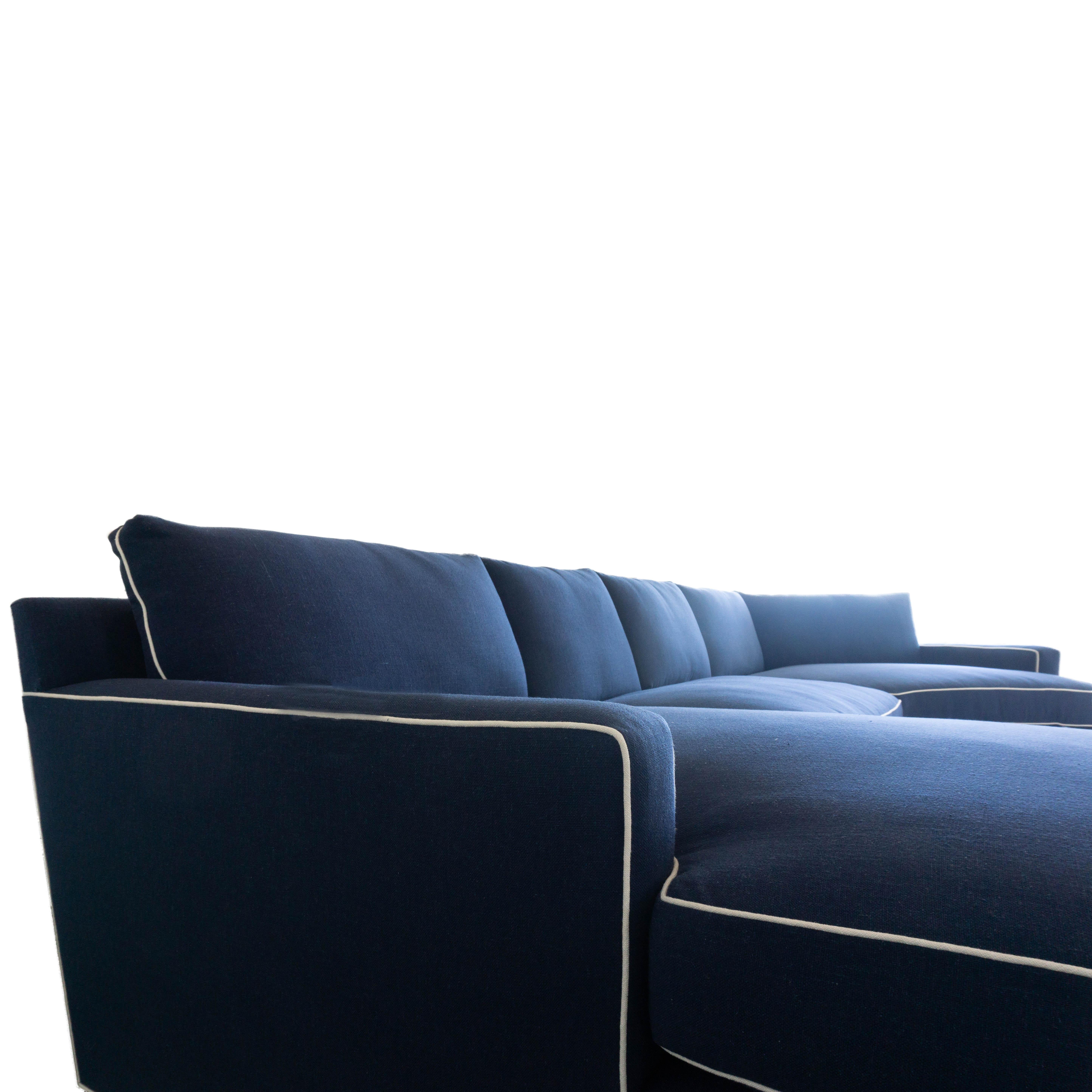 Bois Grand canapé sectionnel personnalisé avec chaise longue en vente